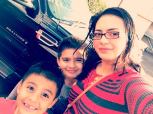 Talia Flores with her kids